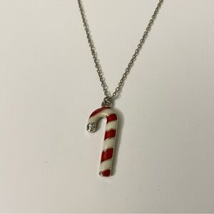 Candy Cane Stripe Christmas Charm Necklace